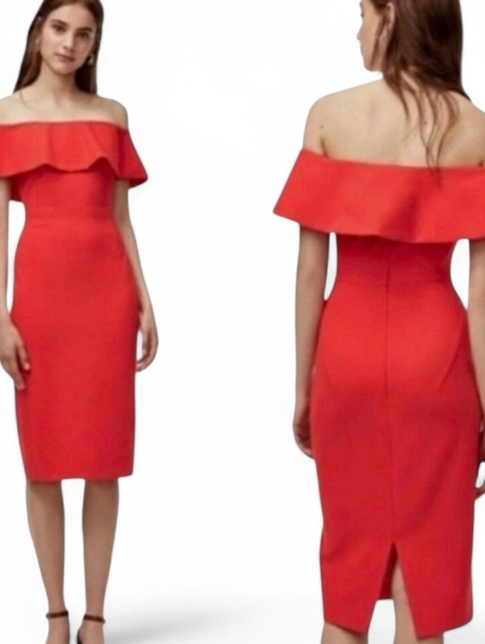 ARITZIA BABATON Red Ruslan Off Shoulder Bodycon Dress - XS